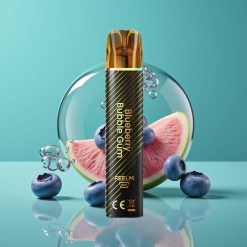 JNR Black&Golden 800 Puffs Vape Jetable Bubble Gum Bleu - 550mAh, 2ml, TPD, 2% Nicotine Sans Recharge