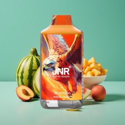 JNR Falcon 16000 Puffs Vape Disposable - Pastèque Mangue Pêche, 22ml E-liquide, 850mAh, Double Mesh Coil, Écran LED Intelligent, Recharge Type C/Lightning
