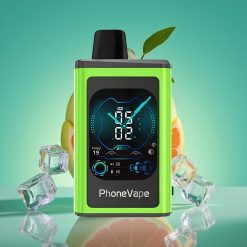 JNR PhoneVape 30000 bouffées Vape Jetable Pomme Acidulée Glace - Batterie 850mAh Rechargeable Type-C, Mode Turbo, Contrôle par App, 2%/5% Nicotine
