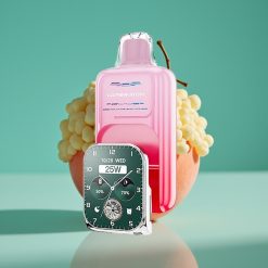 JNR VapeWatch 30000 Puffs Vape Jetable Pêche Géorgienne - 30 000 bouffées (Mode Normal) / 18 000 bouffées (Mode Pulse), 19mL, 5% Nicotine, Double Mesh Coil