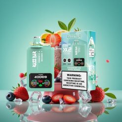 Razz Bar 40000 Puffs Ecigarette Jetable avec Affichage Écran Puissance, Double Bobine Mesh 1.0Ω, Batterie 650 mAh Port Type-C – Fraise Glacée & Baies Mixtes