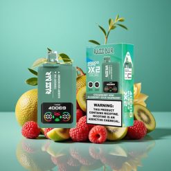 Razz Bar 40000 Puffs Écran d'Alimentation Vape Jetable FRAISE KIWI & MYRTILLE FRAMBOISE ACIDE - 1.0Ω×2 Mesh Coil, 650mAh Battery Type-C, 2%/5% Nicotine