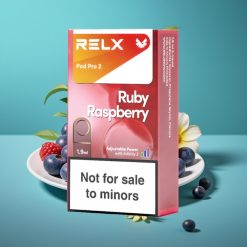 RELX Pod Pro 2 - 0% Nicotine, 600 Puffs, 1.9ml - Bleu Framboise - 3 Modes (5.5W/6.5W/8W) - 2 ou 3 Pods/Pack